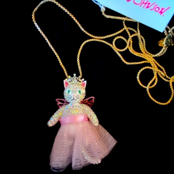 New BETSEY JOHNSON Cat Fairy Stud necklace - Picture 7 of 8